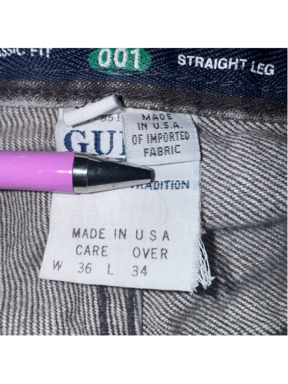 Guess vintage Classic Straight Leg Jeans Waist 36x L34 Gray 90s USA - Picture 11 of 15